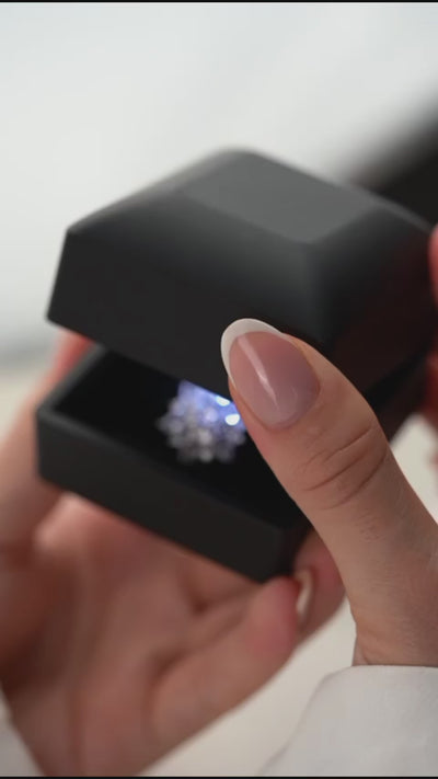 Işıltılı Çiçek Motifli Kolye ve Küpe Seti - Rodyum Kaplama 925 Ayar Gümüş
